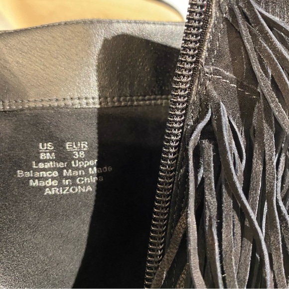Sam Edelman Arizona fringe Booties peep toe black womens size 8 - Picture 14 of 16